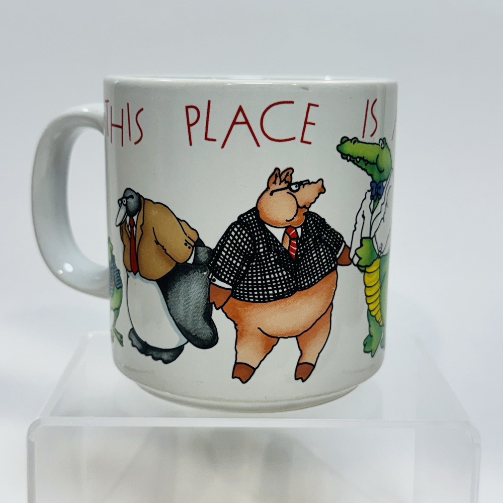 Vintage Russ Berrie Coffee Cup Mug "This Place is a Zoo" Work Humor Collectible